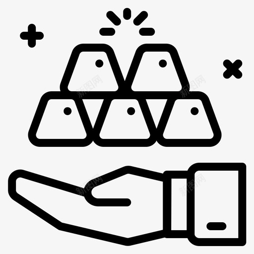 黄金金条金融图标svg_新图网 https://ixintu.com 利润 手 投资 货币金融 金条 金融 黄金