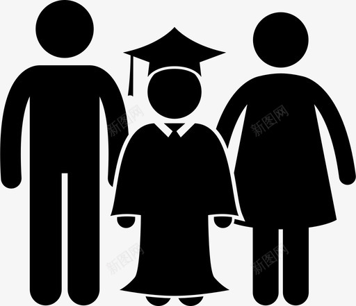 骄傲的爸爸和妈妈教育毕业图标svg_新图网 https://ixintu.com 学校活动 学生 孩子 教育 毕业 骄傲的爸爸和妈妈