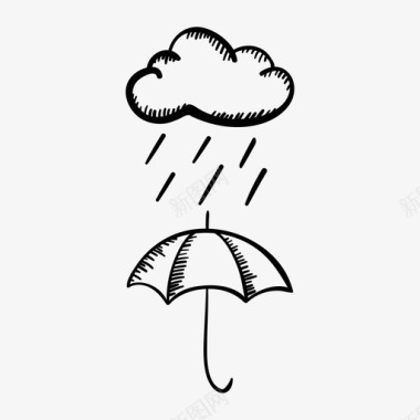 下雨雨滴雨伞图标图标