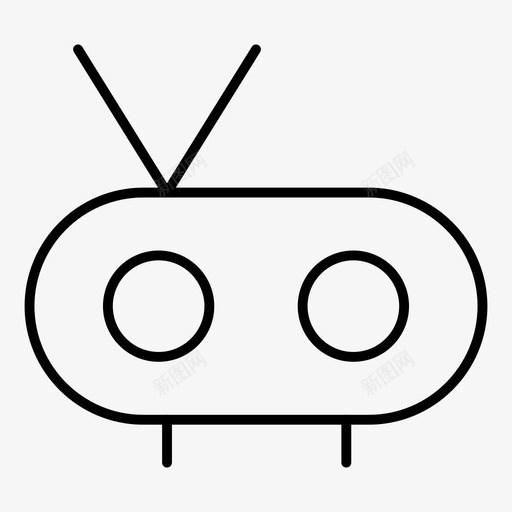 收音机天线广播图标svg_新图网 https://ixintu.com 商务和办公细线卷1 天线 广播 收音机 新闻 设备 频率