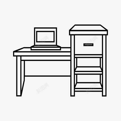 书桌家具桌子图标svg_新图网 https://ixintu.com 书桌 家具 工作台 工作站 桌子