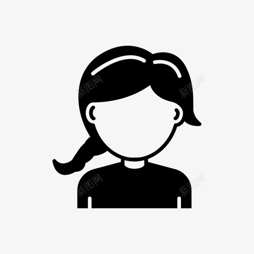 有辫子的女孩化身女性图标svg_新图网 https://ixintu.com 化身 女性 有辫子的女孩 用户