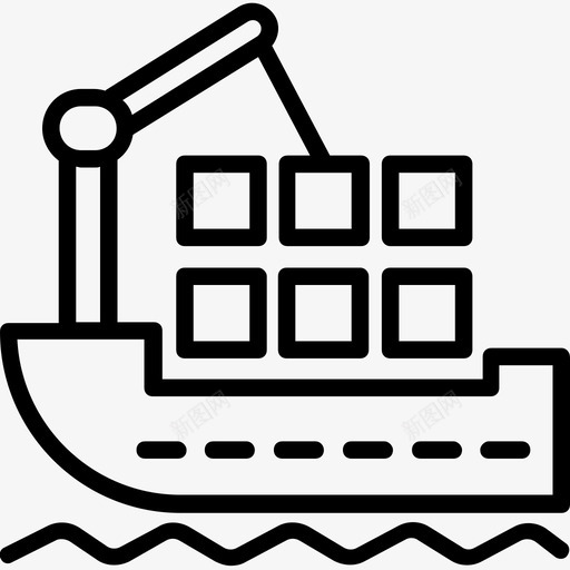 集装箱船货船冷藏船图标svg_新图网 https://ixintu.com 冷藏船 物流配送线图标 货船 集装箱船