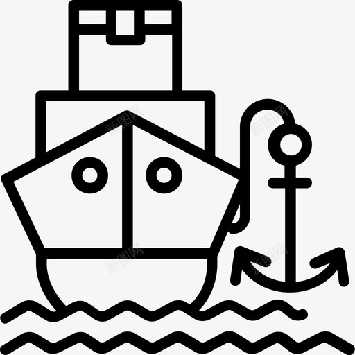 锚地码头港口图标svg_新图网 https://ixintu.com 海港 港口 物流配送线图标 码头 锚地