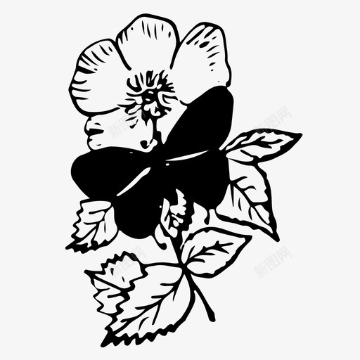 花蝴蝶手绘图标svg_新图网 https://ixintu.com 手绘 素描 自然 花 蝴蝶