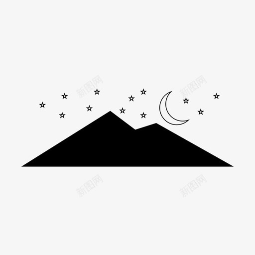 山山脉夜晚图标svg_新图网 https://ixintu.com 夜晚 山 山脉