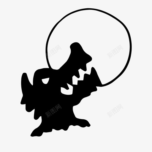 狼人满月万圣节图标svg_新图网 https://ixintu.com 万圣节 万圣节涂鸦 嚎叫 满月 狼人