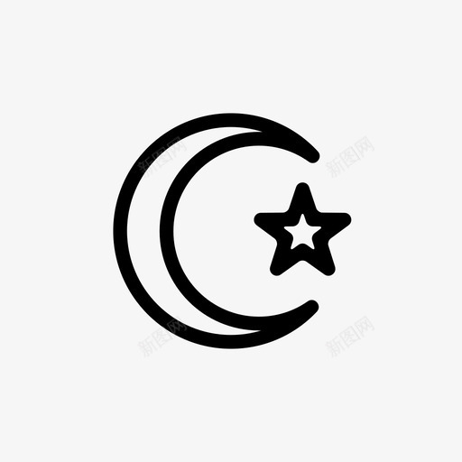 伊斯兰教星与新月图标svg_新图网 https://ixintu.com 伊斯兰教 星与新月