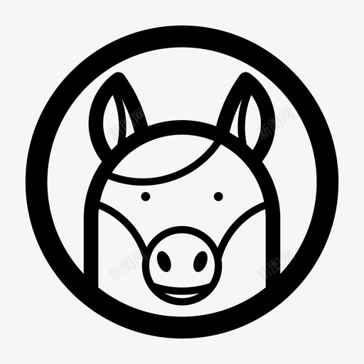 马动物脸图标svg_新图网 https://ixintu.com 动物 脸 马 骑马