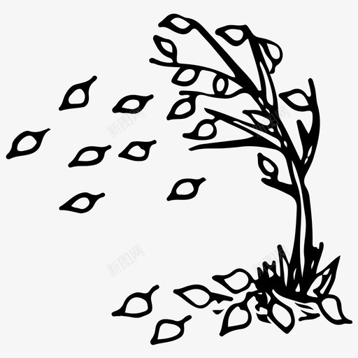 秋天光秃秃的树落叶图标svg_新图网 https://ixintu.com 光秃秃的树 手工绘制 树叶 秋天 落叶