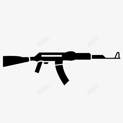 ak47黑色枪图标svg_新图网 https://ixintu.com ak47 枪 步枪 武器 米尔塔里 黑色