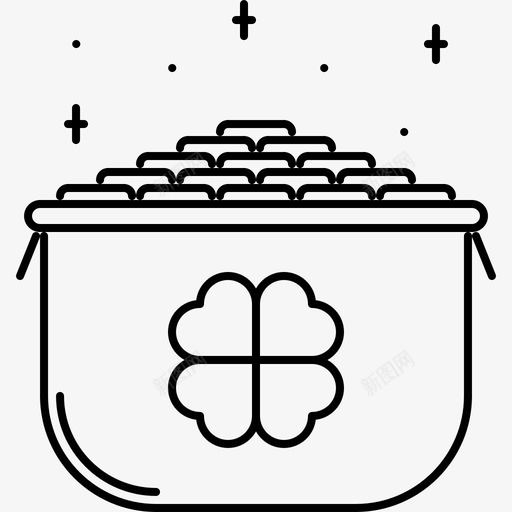 金罐万圣节传说图标svg_新图网 https://ixintu.com 万圣节 万圣节轮廓 传说 小妖精 金罐