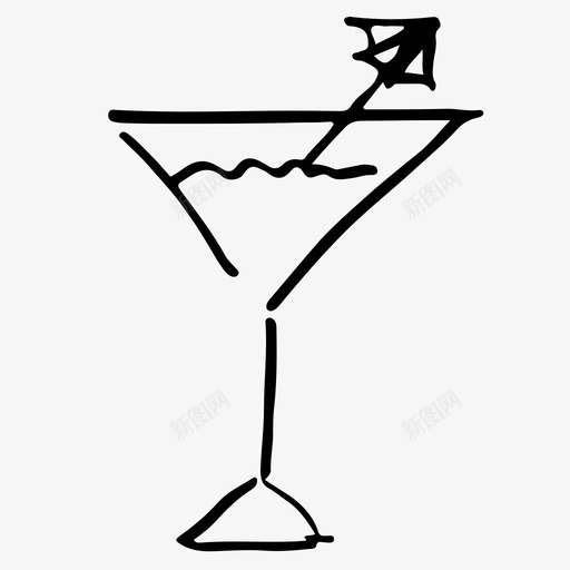 鸡尾酒酒精手绘图标svg_新图网 https://ixintu.com 手绘 素描 酒精 鸡尾酒