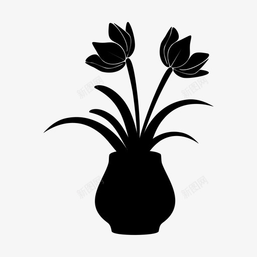 郁金香美丽开花图标svg_新图网 https://ixintu.com 开花 美丽 花园 花瓶 郁金香