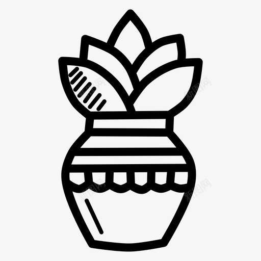 卡拉什印度教圣洁图标svg_新图网 https://ixintu.com 卡拉什 印度教 圣洁 排灯节涂鸦 芒果叶 金缕梅