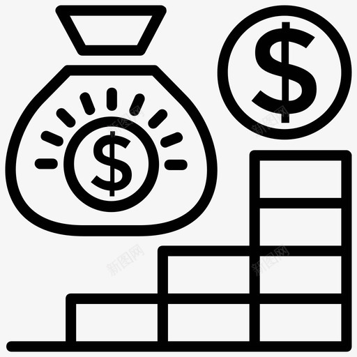收入增长财务收入图标svg_新图网 https://ixintu.com 收入 收入增长 财务 资金增长 项目管理线图标