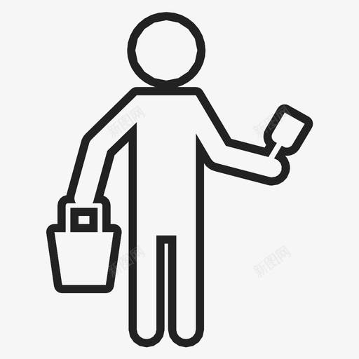 窗户清洁工活动桶图标svg_新图网 https://ixintu.com 工作 桶 活动 窗户清洁工 职业 铲子