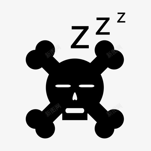 骷髅表情符号快乐罗杰图标svg_新图网 https://ixintu.com 困倦 快乐罗杰 睡觉 表情符号 骷髅