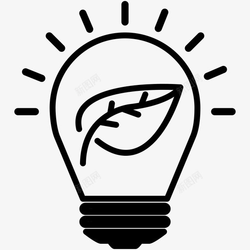 灯泡叶能源灯图标svg_新图网 https://ixintu.com 灯 灯泡 灯泡叶 电源 能源 自然