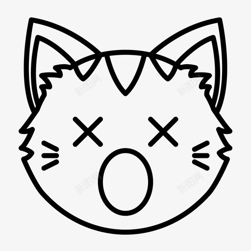 惊讶的猫脸惊讶死猫图标svg_新图网 https://ixintu.com 惊讶 惊讶的猫脸 死猫 猫表情 表情