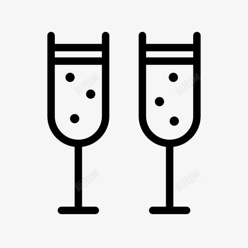 香槟酒精气泡图标svg_新图网 https://ixintu.com 圣诞节 气泡 玻璃杯 酒精 长笛 饮料 香槟