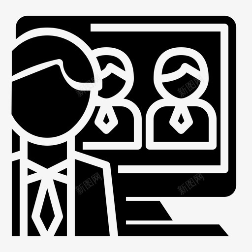 vdo会议商务会议图标svg_新图网 https://ixintu.com vdo会议 会议 商务 商务和金融字形 在线 视频
