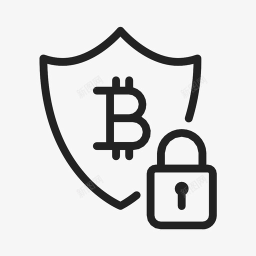 比特币商业金融图标svg_新图网 https://ixintu.com 商业 比特币 盾 金融 锁