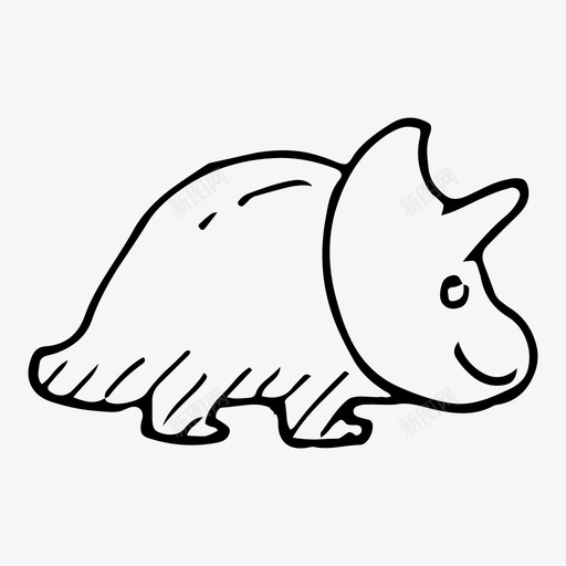 恐龙古代动物图标svg_新图网 https://ixintu.com 三角龙 动物 古代 可爱的恐龙涂鸦 恐龙