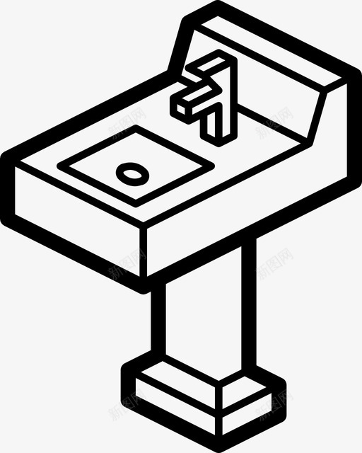水槽浴室家具图标svg_新图网 https://ixintu.com 家具 家具轮廓 房子 水槽 浴室