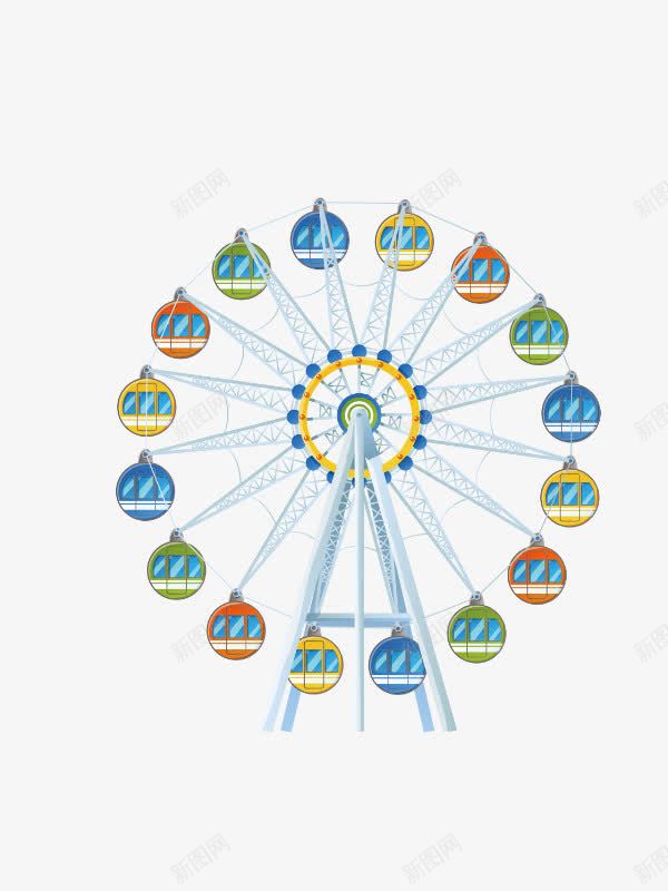卡通摩天轮png免抠素材_新图网 https://ixintu.com 摩天轮