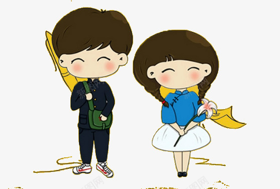 少男少女png免抠素材_新图网 https://ixintu.com 女孩 手绘 插画 男孩