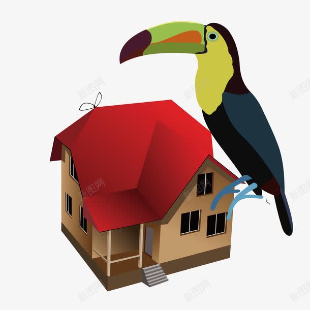 洋气的小别墅和乌鸦png免抠素材_新图网 https://ixintu.com 乌鸦 小别墅 洋气的别墅