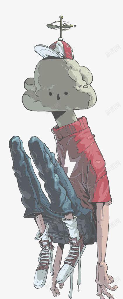 创意插画png免抠素材_新图网 https://ixintu.com 乌云 创意 插画 男孩