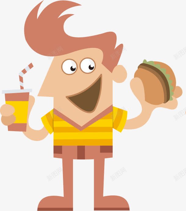 用餐人物png免抠素材_新图网 https://ixintu.com 吃东西 吃饭 手绘 男人 食物