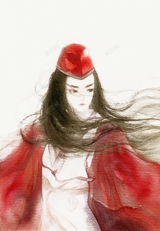 手绘人物png免抠素材_新图网 https://ixintu.com 东方 中国 古典 红色