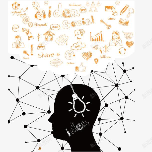 商业信息内容png免抠素材_新图网 https://ixintu.com 图形 图案 大脑 形状 时尚 科技 装饰