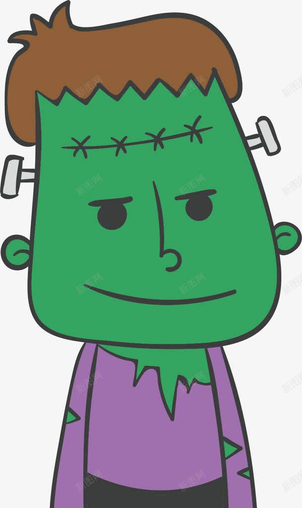 绿脸男孩png免抠素材_新图网 https://ixintu.com 微笑 手绘 男孩 短发 绿脸 缝补 针织 钉子