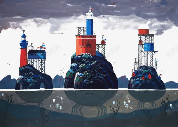 漂浮在水面的假山建筑png免抠素材_新图网 https://ixintu.com 创意背景 建筑 漂浮在水面的假山