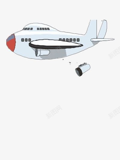 掉落零件的小型客机png免抠素材_新图网 https://ixintu.com 卡通 白色 素材