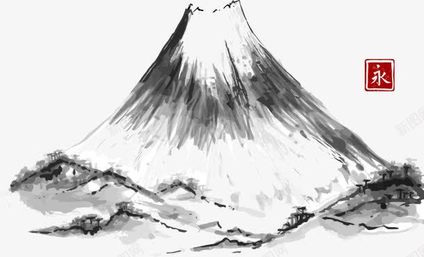 高山水墨画png免抠素材_新图网 https://ixintu.com 中国风 山 水墨画 黑色