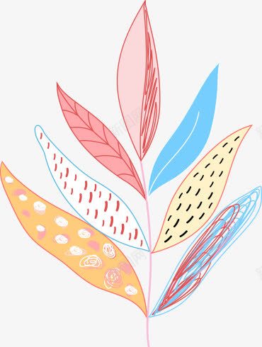手绘花纹树叶创意png免抠素材_新图网 https://ixintu.com 创意 树叶 花纹