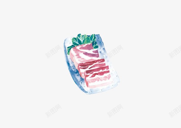 手绘五花肉psd免抠素材_新图网 https://ixintu.com 五花肉 手绘 猪肉 食材