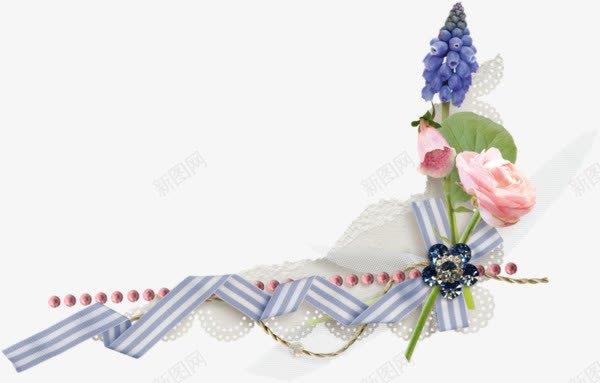 条纹丝带花朵清新边框png免抠素材_新图网 https://ixintu.com 丝带 清新丝带 清新花朵 清新边框 花朵 花朵边框
