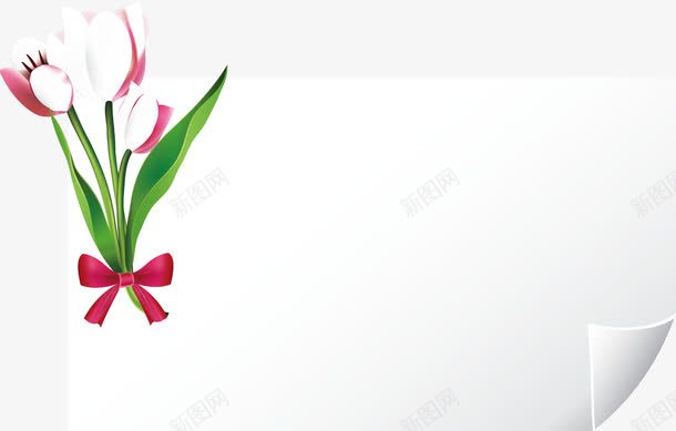 手绘花束卷页白纸png免抠素材_新图网 https://ixintu.com 手绘花束