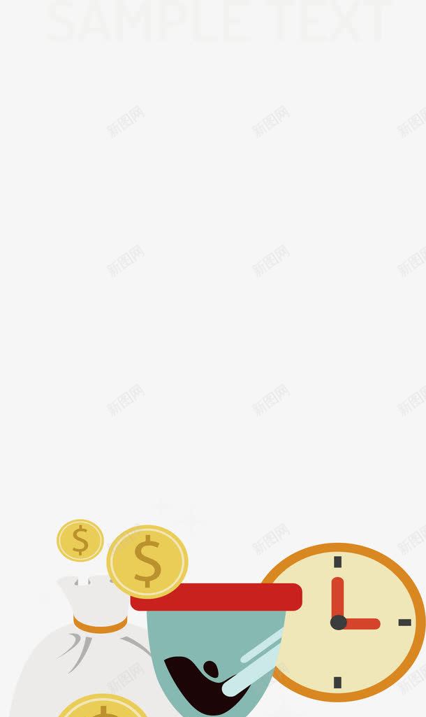 时钟沙漏金币png免抠素材_新图网 https://ixintu.com 时钟 时间 沙漏 矢量素材 钱袋