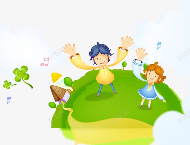 地球上的小孩png免抠素材_新图网 https://ixintu.com 卡通 可爱 地球 绿色