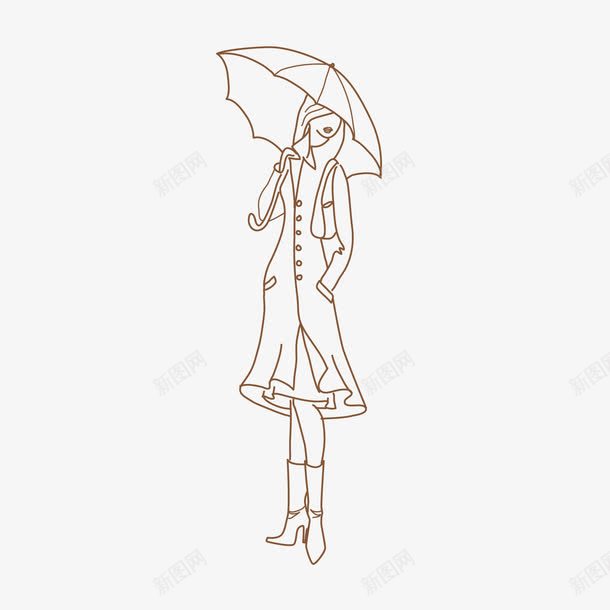 手绘女士撑伞png免抠素材_新图网 https://ixintu.com 女士 手绘 撑伞