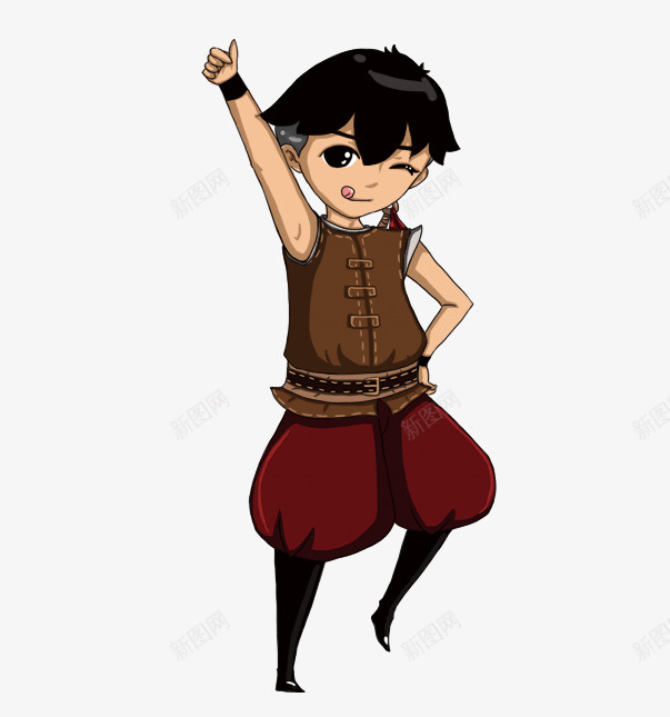 卡通人物png免抠素材_新图网 https://ixintu.com 单腿直立 卡通人物 小男孩