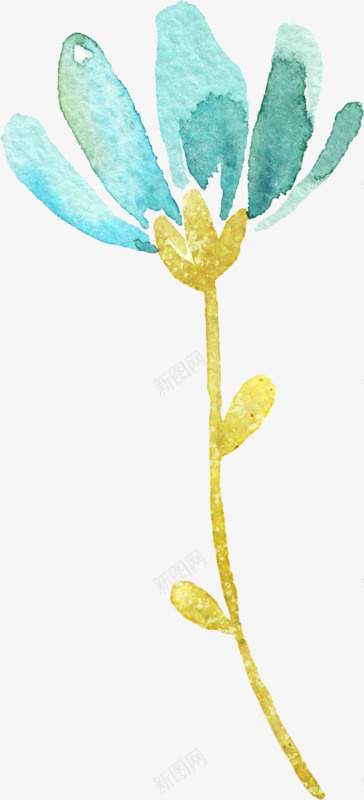 蓝色水彩花朵png免抠素材_新图网 https://ixintu.com 天蓝色 手绘 水彩 花朵