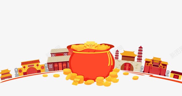 手绘小镇钱罐png免抠素材_新图网 https://ixintu.com png素材 手绘小镇 钱罐